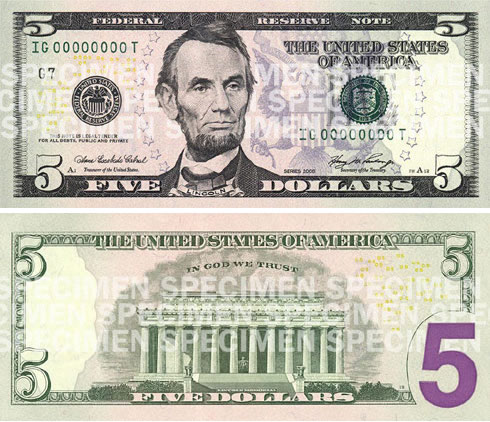 The New $5 Bill for 2008