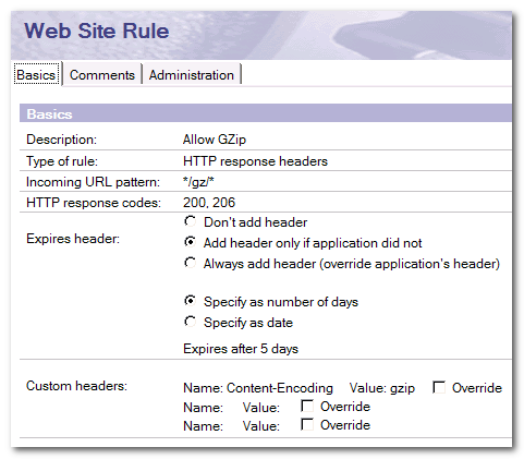 GZip Domino Web Site Rule