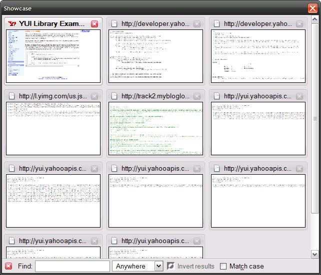 Use Showcase to see thumbnails
