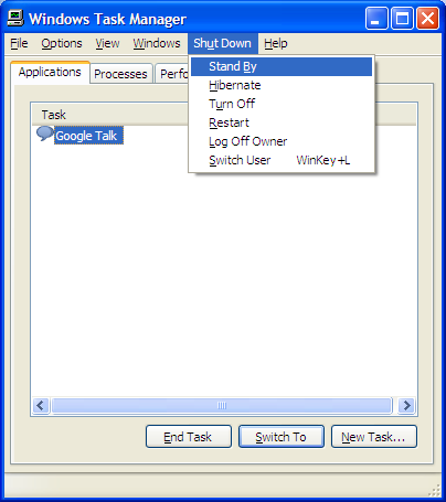 Task Manager with Shutdown Menu