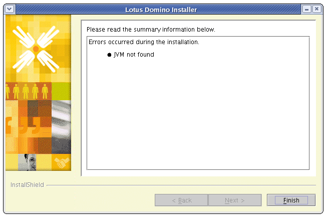 Domino install error: JVM not found