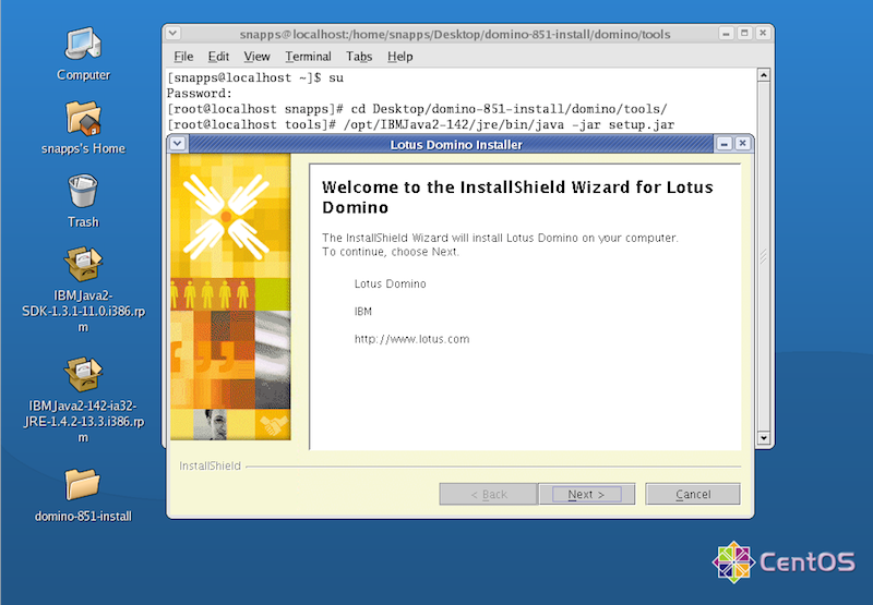 Domino Linux InstallShield Wizard