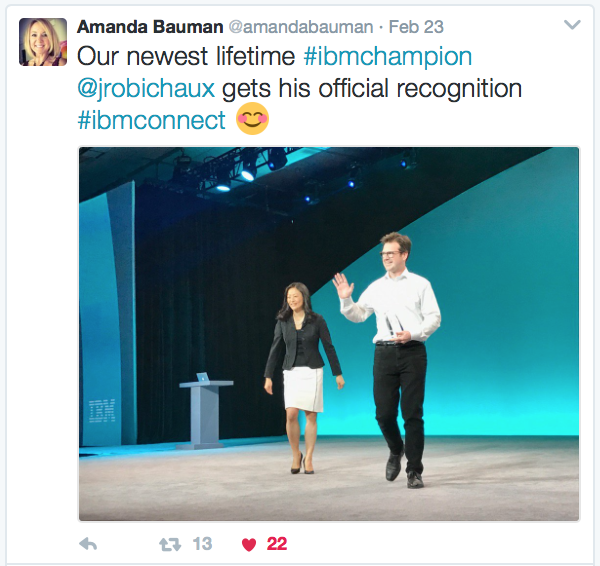 I got the IBM Lifetime Champion award on stage!